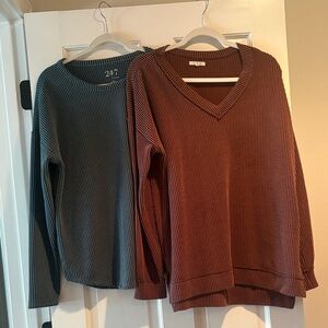 Long sleeve ribbed tops